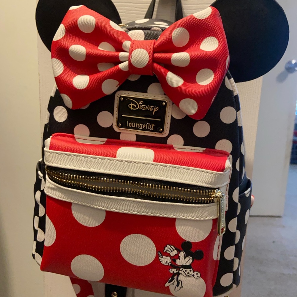 Loungefly backpack BRAND NEW with TAGS! Black, red, & white polka dot.